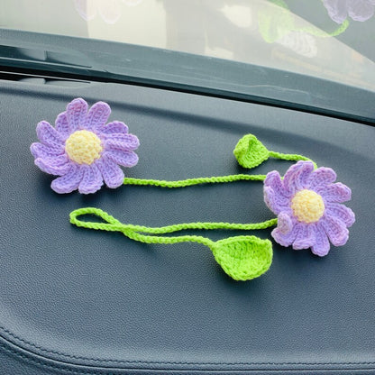 Cute Daisy Car Mirror Hanging Teens Anime Interior Rear View Mirror flower decor Accessories for Women