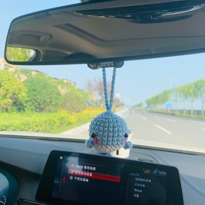 Cute whale Car Mirror Hanging Interior Rear View Mirror Animal Flower Car Accessories Crochet Toy for Women