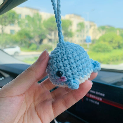 Cute whale Car Mirror Hanging Interior Rear View Mirror Animal Flower Car Accessories Crochet Toy for Women