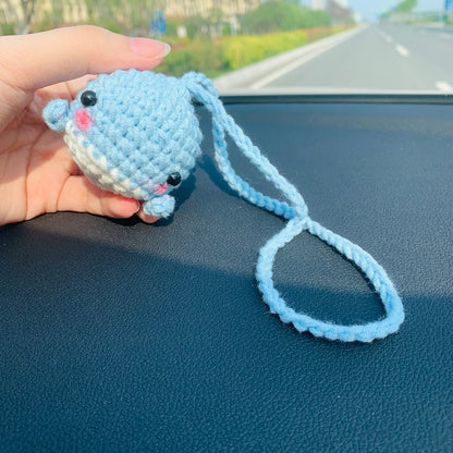 Cute whale Car Mirror Hanging Interior Rear View Mirror Animal Flower Car Accessories Crochet Toy for Women