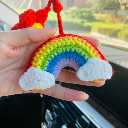 Cute Car Accessories Mirror Hanging rainbow cloud cute Flower Charm Fruit Decor car Teens Interior Rear View Mirror for Women