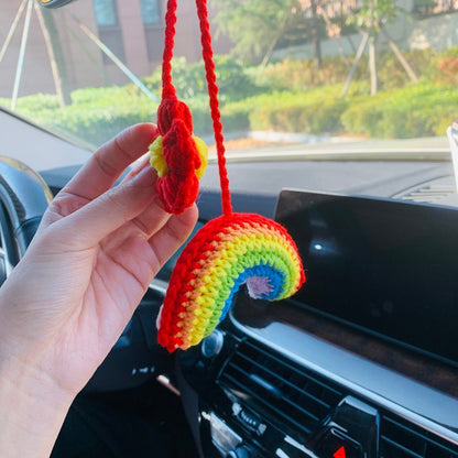 Cute Car Accessories Mirror Hanging rainbow cloud cute Flower Charm Fruit Decor car Teens Interior Rear View Mirror for Women