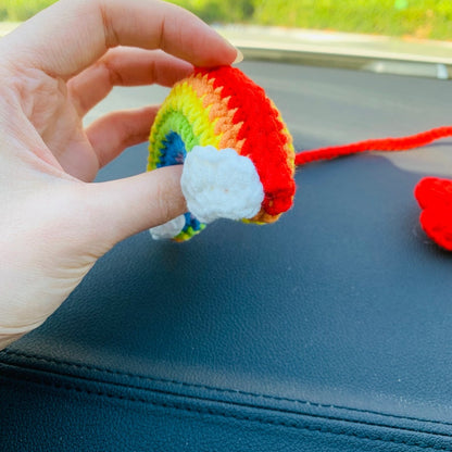 Cute Car Accessories Mirror Hanging rainbow cloud cute Flower Charm Fruit Decor car Teens Interior Rear View Mirror for Women
