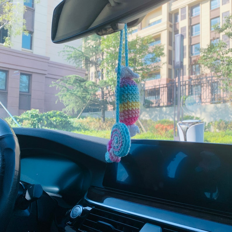 Cute Car Accessories Mirror Hanging rainbow Lollipop candy Flower sweety Charm Fruit Decor Teens Interior Rear View Mirror for Women