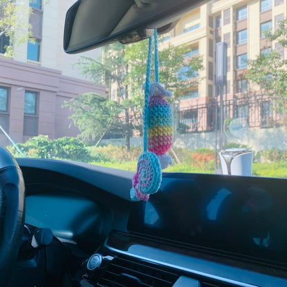 Cute Car Accessories Mirror Hanging rainbow Lollipop candy Flower sweety Charm Fruit Decor Teens Interior Rear View Mirror for Women