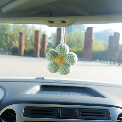 2Pcs Crochet Waffle Flower Car Mirror Hanging Charms, Handmade Interior Car Accessories for Women/Teens