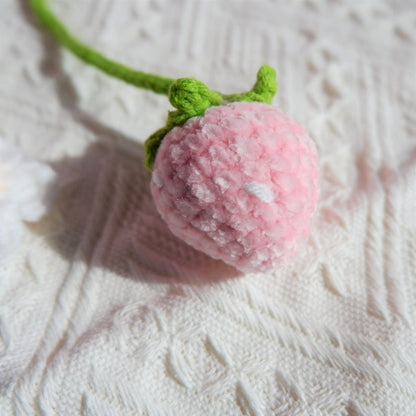 2 Pcs Crochet Strawberry Car Mirror Hanging Accessories: Chenille Rearview Mirror Car Accessories, Car Charm, Car Interior Decor