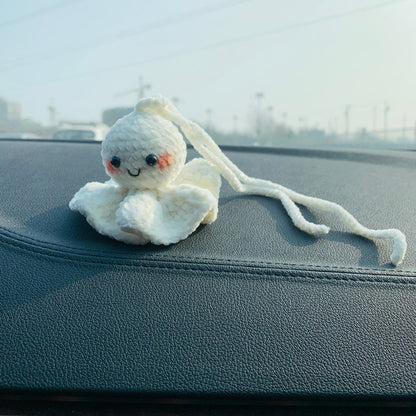 Cute Car Accessories Mirror Hanging fluffy Sunny Doll cute Charm Fruit Decor flower car Teens Interior Rear View Mirror for Women