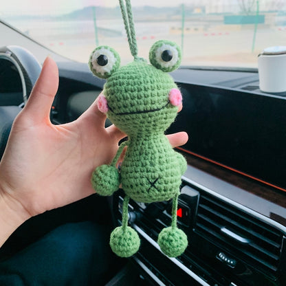 Cute Car Accessories Mirror Hanging frog Charm Fruit Decor flower car Teens Interior Rear View Mirror for Women