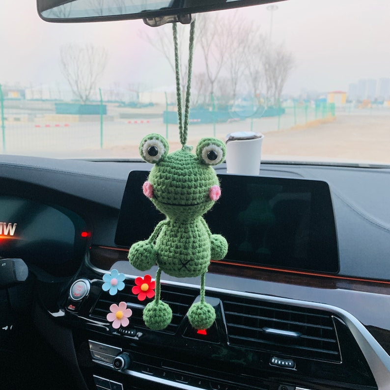 Cute Car Accessories Mirror Hanging frog Charm Fruit Decor flower car Teens Interior Rear View Mirror for Women