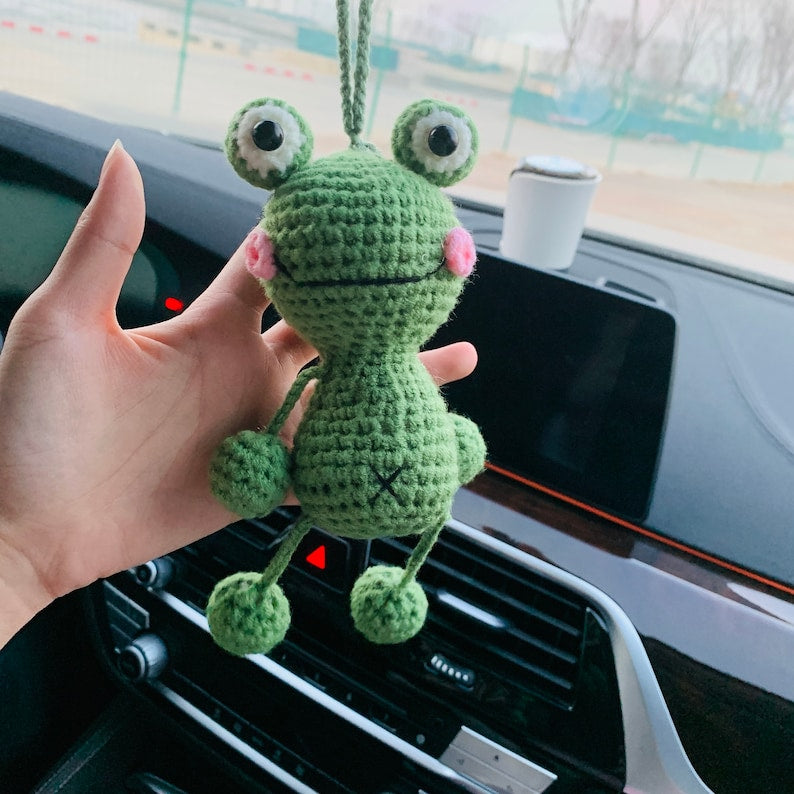 Cute Car Accessories Mirror Hanging frog Charm Fruit Decor flower car Teens Interior Rear View Mirror for Women