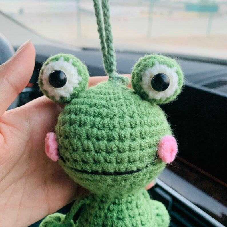 Cute Car Accessories Mirror Hanging frog Charm Fruit Decor flower car Teens Interior Rear View Mirror for Women