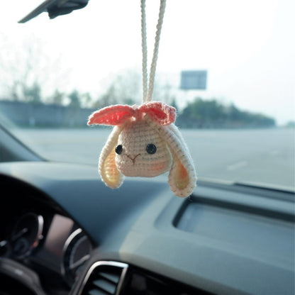 Crochet Bunny Car Accessories: Kawaii Lop Rear Rabbit Rear View Mirror Hanging, Easter Decor, Cute Car Ornament