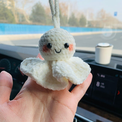 Cute Car Accessories Mirror Hanging fluffy Sunny Doll cute Charm Fruit Decor flower car Teens Interior Rear View Mirror for Women