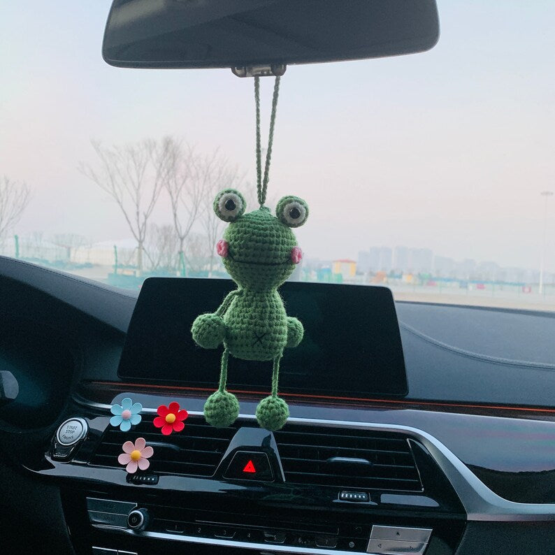 Cute Car Accessories Mirror Hanging frog Charm Fruit Decor flower car Teens Interior Rear View Mirror for Women