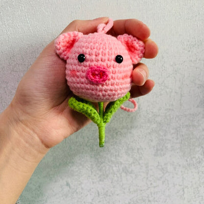Cute animal Car Mirror Hanging Interior Rear View Mirror Flower Lion, sheep, chicken Car Accessories Crochet Toy for Women