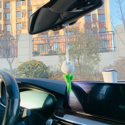 Cute Tulip Car Mirror Hanging Flower Decor Teens Interior Rear View Mirror Accessories for Women Charm Fruit