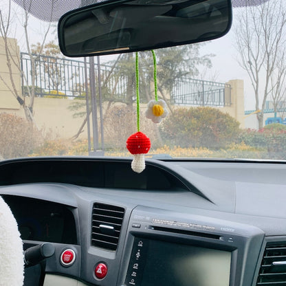 cute Mushroom Flower Car Accessories Mirror Hanging Charm Fruit Decor Teens Interior Rear View Mirror for Women