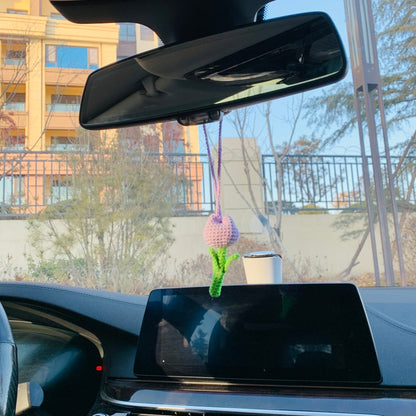 Cute Tulip Car Mirror Hanging Flower Decor Teens Interior Rear View Mirror Accessories for Women Charm Fruit