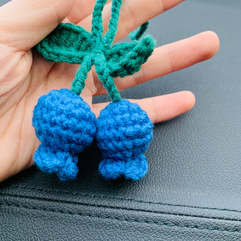 cute Blueberry Car Mirror Hanging Flower Decor Teens Interior Rear View Mirror Accessories for Women Charm Fruit