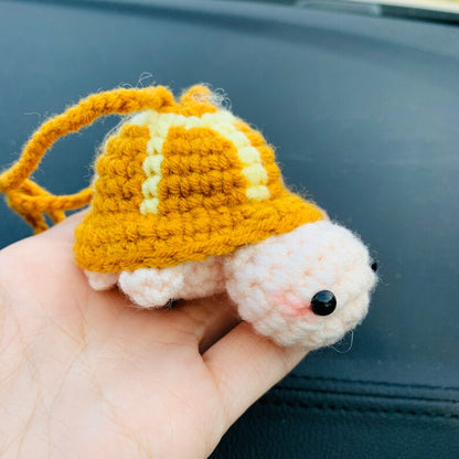 Handmade crochet Cute mini turtle Head retracted into shell Car Accessories decor Teens Interior Rear View Mirror Hanging Charm