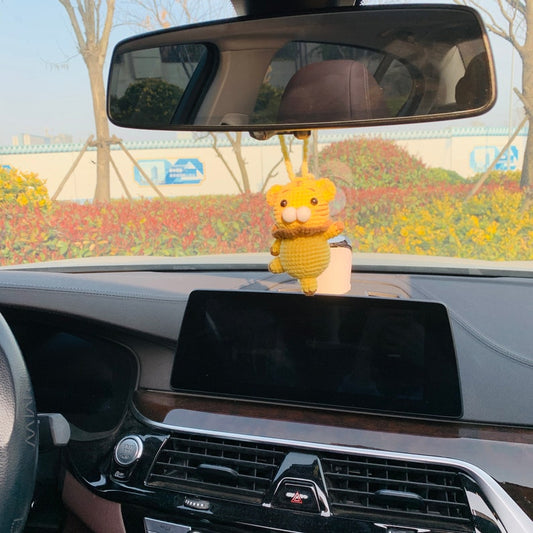 Cute Dancing tiger Car Accessories decor Teens Interior Rear View Mirror Hanging Charm Fruit Decoration for Women gift for her