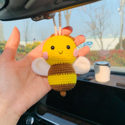 Cute Car Accessories Mirror Hanging honeybee Charm Fruit Decor flower car Teens Interior Rear View Mirror for Women