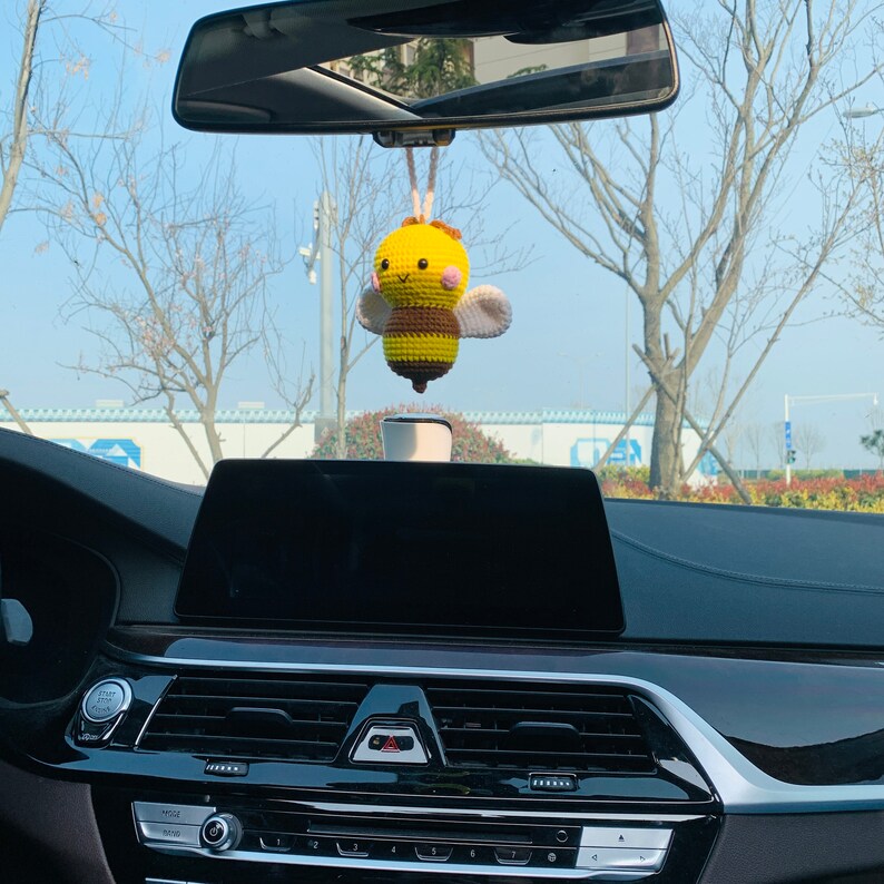 Cute Car Accessories Mirror Hanging honeybee Charm Fruit Decor flower car Teens Interior Rear View Mirror for Women