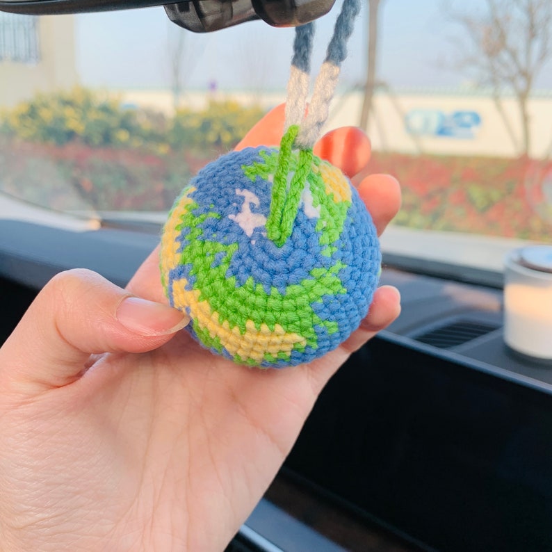 Cute Car Accessories Mirror Hanging globe Charm Fruit Decor flower car Teens Interior Rear View Mirror for Women