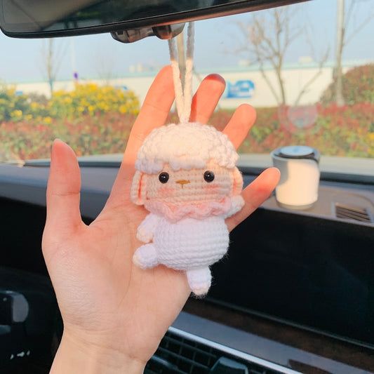 Cute Dancing sheep Car Accessories decor Teens Interior Rear View Mirror Hanging Charm Fruit Decoration for Women gift for her