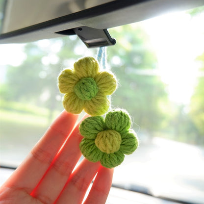 Crochet Flower Car Mirror Hanging Accessories, Rainbow Daisy Car Rear View Mirror Accessory, Cute Car Interior Accessory for Women