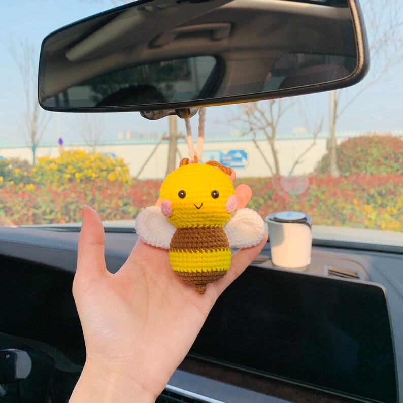 Cute Car Accessories Mirror Hanging honeybee Charm Fruit Decor flower car Teens Interior Rear View Mirror for Women
