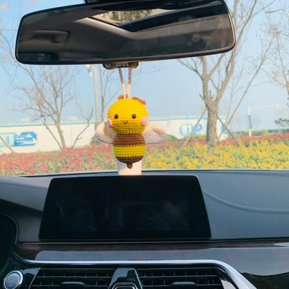 Cute Car Accessories Mirror Hanging honeybee Charm Fruit Decor flower car Teens Interior Rear View Mirror for Women