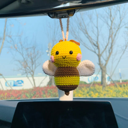 Cute Car Accessories Mirror Hanging honeybee Charm Fruit Decor flower car Teens Interior Rear View Mirror for Women