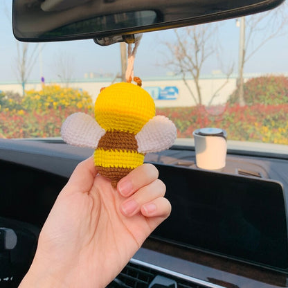 Cute Car Accessories Mirror Hanging honeybee Charm Fruit Decor flower car Teens Interior Rear View Mirror for Women