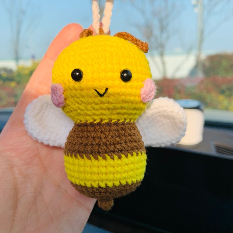 Cute Car Accessories Mirror Hanging honeybee Charm Fruit Decor flower car Teens Interior Rear View Mirror for Women