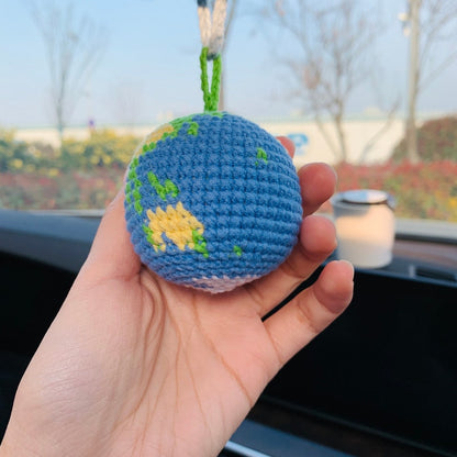 Cute Car Accessories Mirror Hanging globe Charm Fruit Decor flower car Teens Interior Rear View Mirror for Women