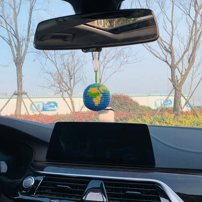 Cute Car Accessories Mirror Hanging globe Charm Fruit Decor flower car Teens Interior Rear View Mirror for Women