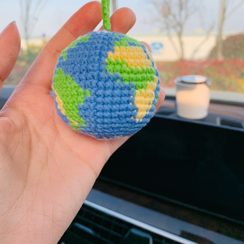 Cute Car Accessories Mirror Hanging globe Charm Fruit Decor flower car Teens Interior Rear View Mirror for Women