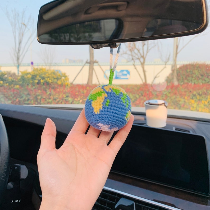 Cute Car Accessories Mirror Hanging globe Charm Fruit Decor flower car Teens Interior Rear View Mirror for Women