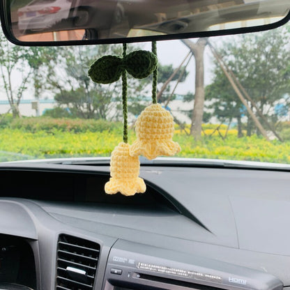 Cute Lily of the valley Flower Car Mirror Hanging Charm Fruit Decor Teens Interior Rear View Mirror car Accessories for Women