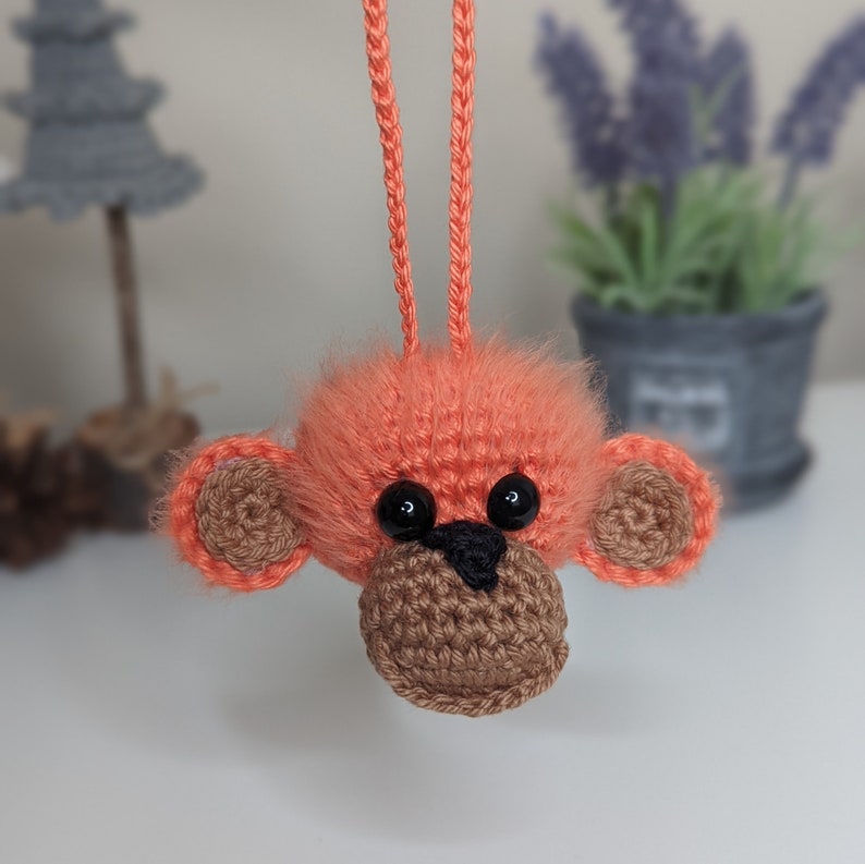 Crochet Orangutan Car Charm | Orangutan Rearview Mirror Accessories