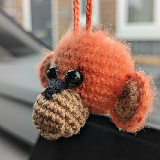 Crochet Orangutan Car Charm | Orangutan Rearview Mirror Accessories