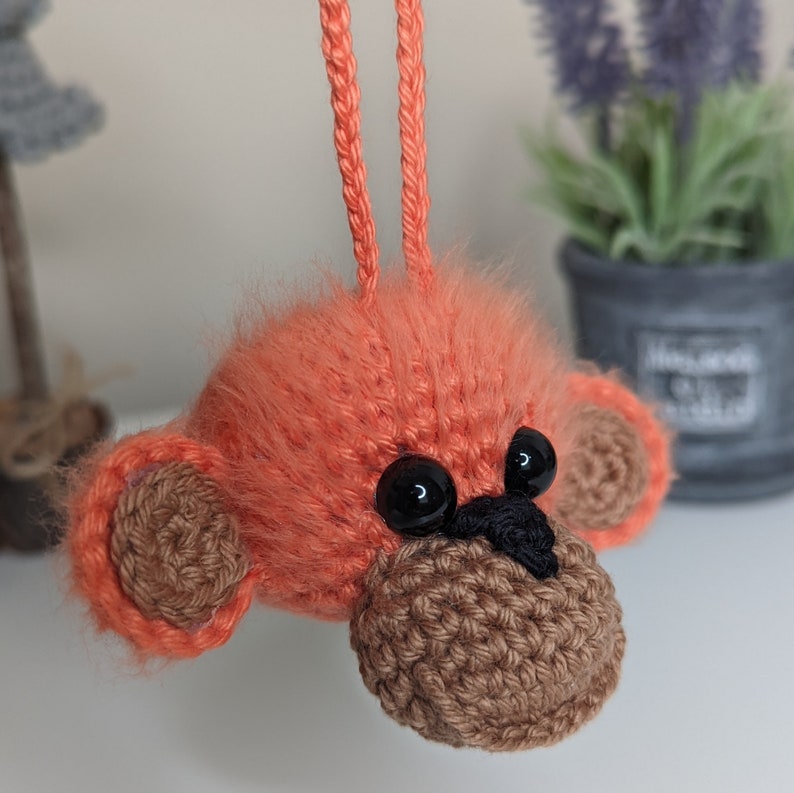 Crochet Orangutan Car Charm | Orangutan Rearview Mirror Accessories