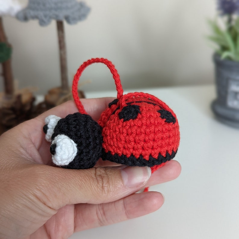 Crochet Ladybird Car Charm | Ladybird Rearview Mirror Hanger