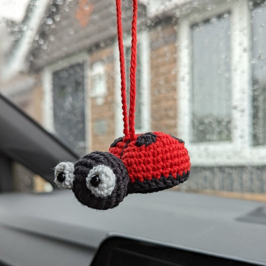 Crochet Ladybird Car Charm | Ladybird Rearview Mirror Hanger