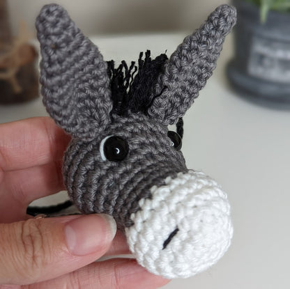 Crochet Donkey Car Charm | Donkey Plush Rearview Mirror Hanger