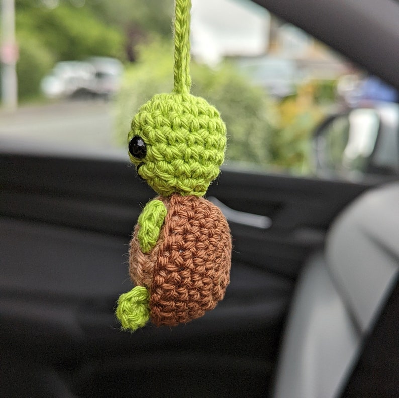 Crochet Turtle Car Charm | Tortoise Rearview Mirror Hanger