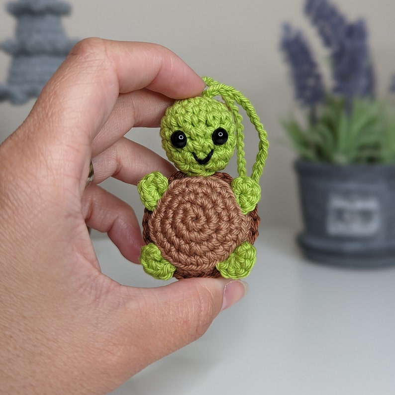 Crochet Turtle Car Charm | Tortoise Rearview Mirror Hanger
