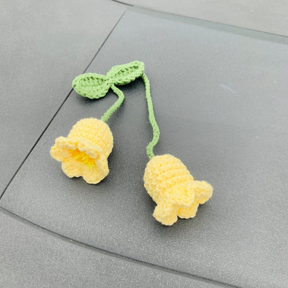 Cute Lily of the valley Flower Car Mirror Hanging Charm Fruit Decor Teens Interior Rear View Mirror car Accessories for Women